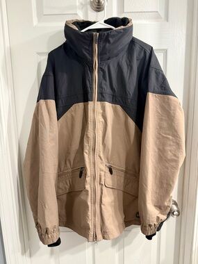Vintage L.L. Bean Two-Tone Black and Beige Weatherproof Jacket